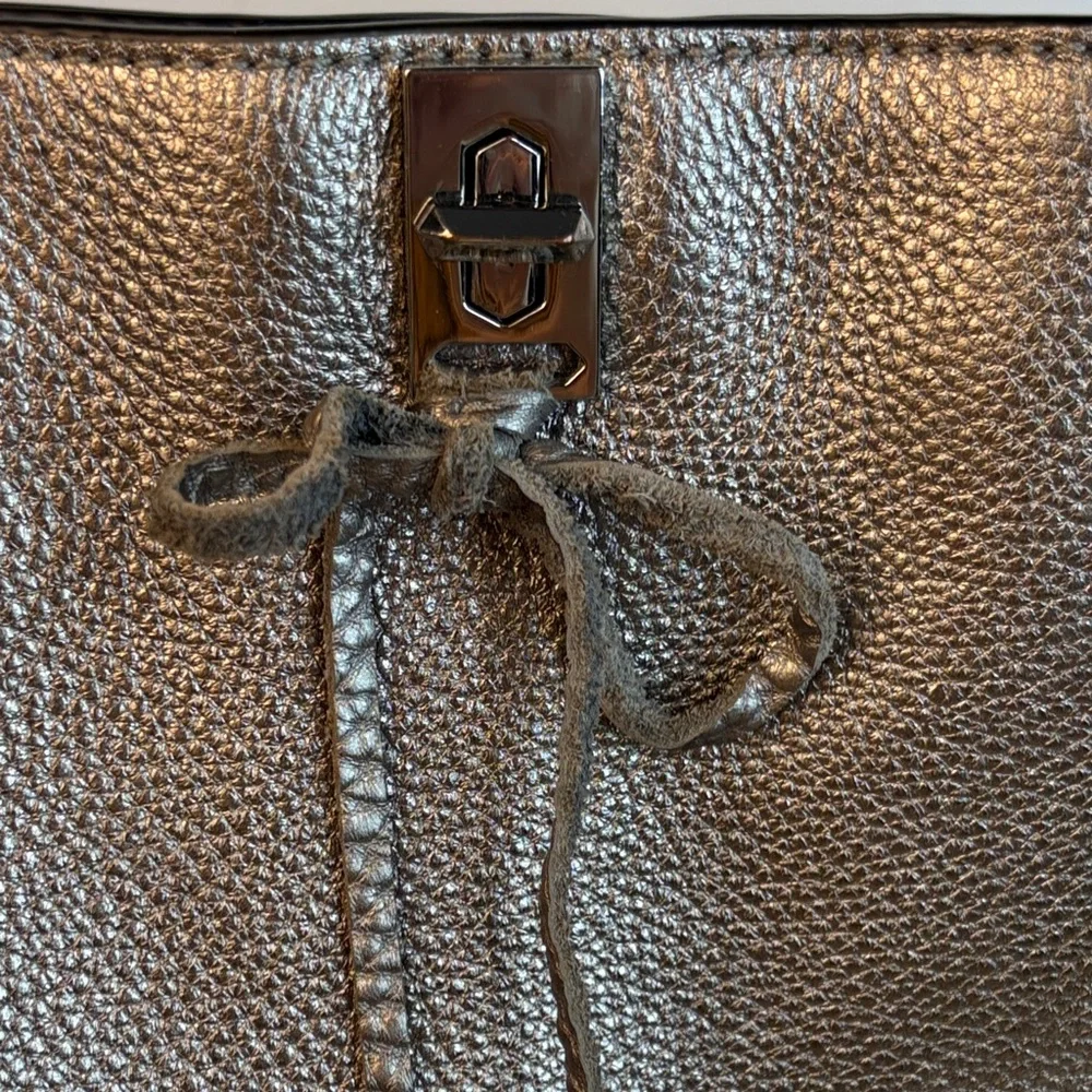 Rebecca‎ Minkoff Megan Large Tote Silver Leather Metallic Like New!!